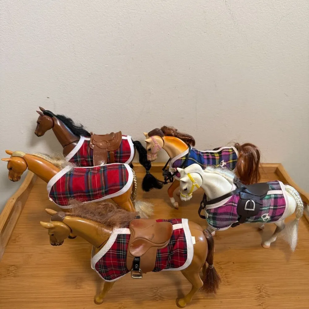 Vintage Grand Champions Horse Lot 5 Empire 1996 1999 Movable Heads Saddles Tack